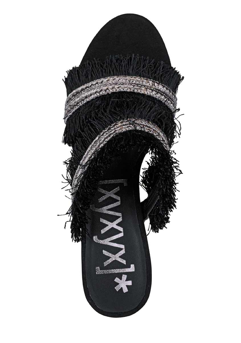 Xyxyx Damen Marken-Pantolette, schwarz-silberfarben