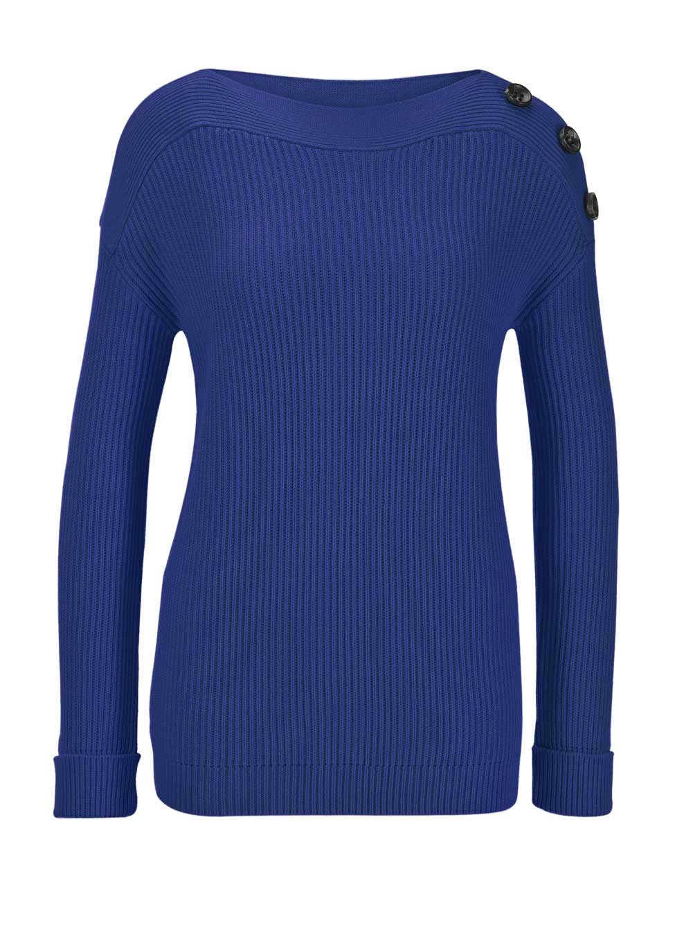 HEINE Damen U-Boot-Pullover mit Zierknöpfen, royalblau
