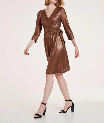 Ashley Brooke Damen Designer-Kleid, braun-metallic