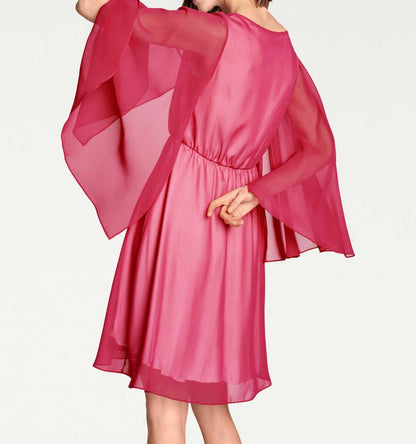 Rick Cardona Damen Designer-Chiffonkleid, himbeere