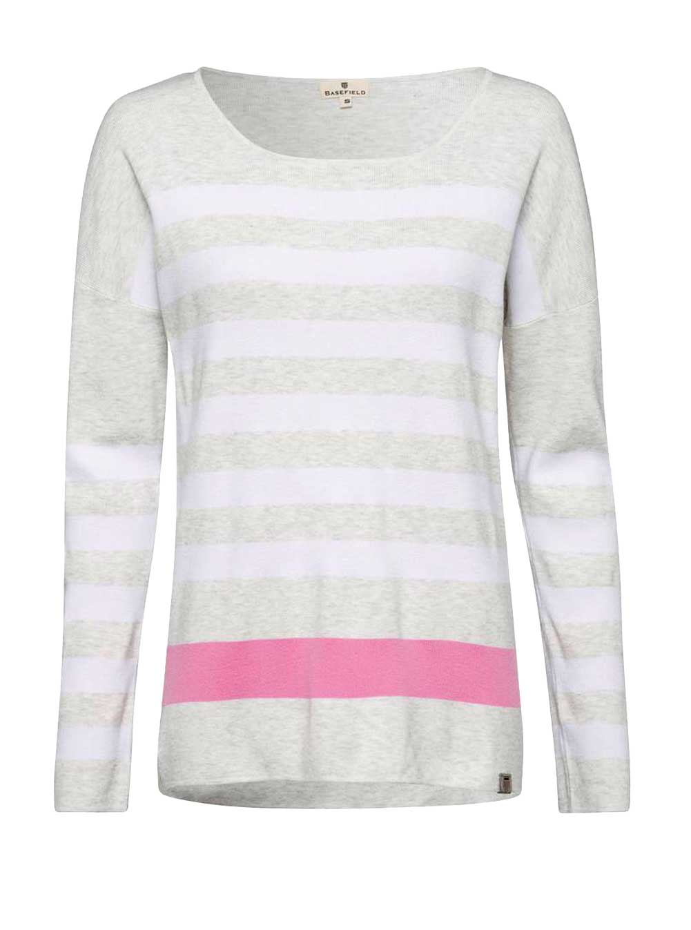 Basefield Damen Marken-Feinstrickpullover, grau-rosé