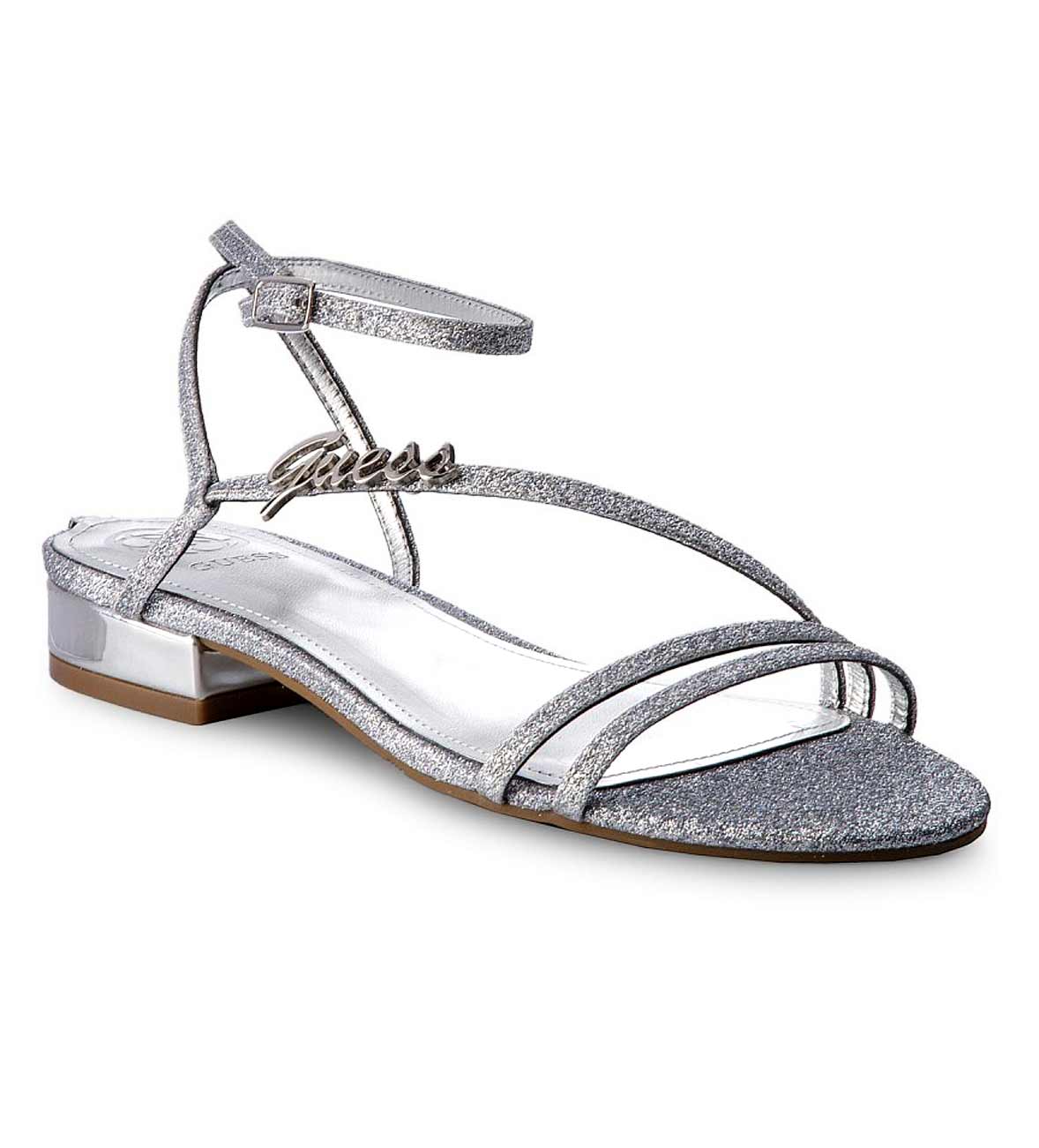 GUESS Damen Marken-Sandalette, silberfarben