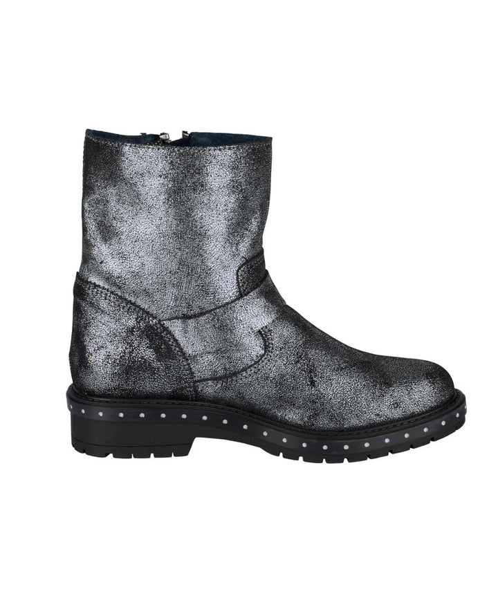 Heine Damen Rind-Nappaleder-Stiefelette, silbergrau-metallic
