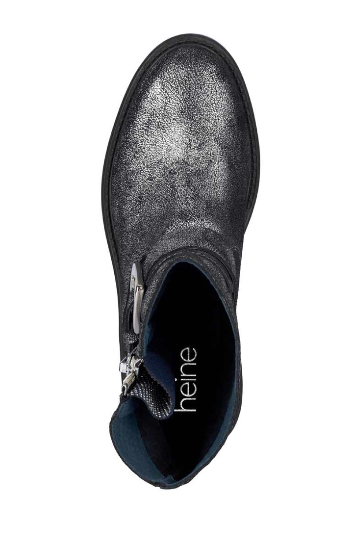 Heine Damen Rind-Nappaleder-Stiefelette, silbergrau-metallic