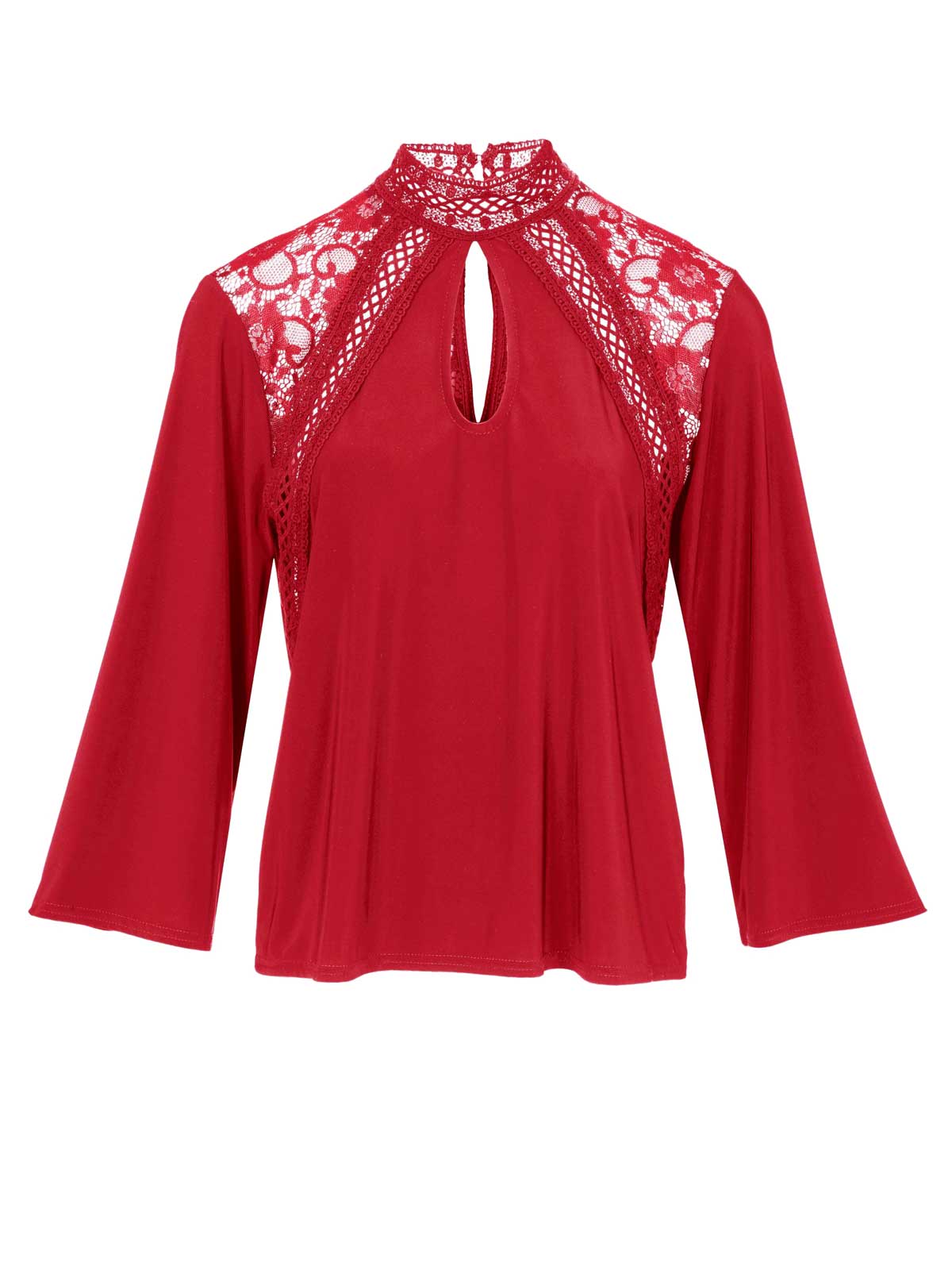 HEINE Damen Spitzenshirt, rot