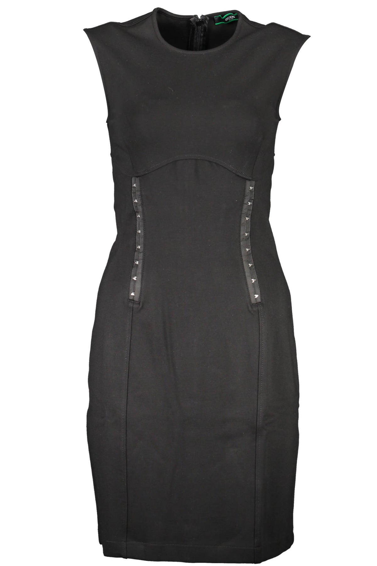 GUESS JEANS Damen Kleid Businesskleid Freizeitkleid mit Rundhalsausschnitt, kurzärmlig