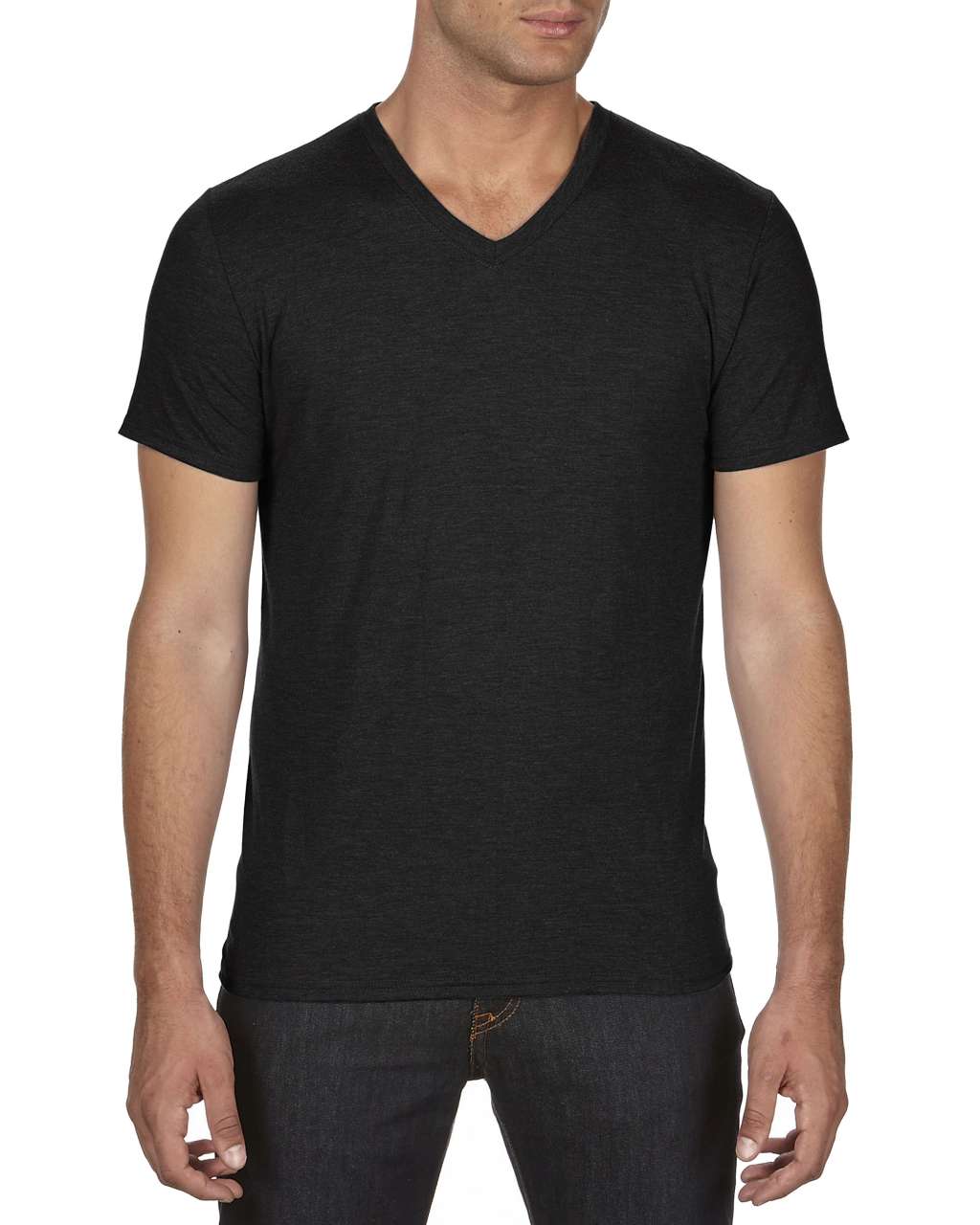 Anvil Herren T-Shirt Kurzarm V-Neck V-Ausschnitt Basic Shirt