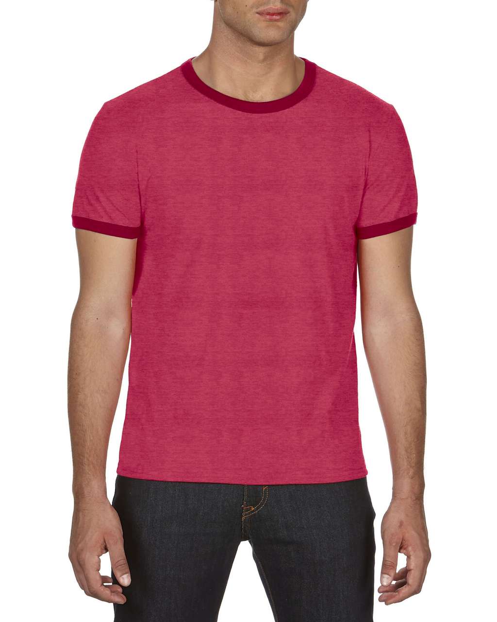 Anvil Herren T-Shirt Ringer Rundhals Baumwolle Kurzarm Training Top