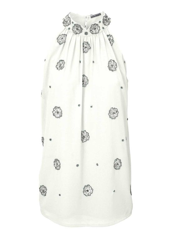 Ashley Brooke Damen Designer-Pailletten-Blusentop, offwhite