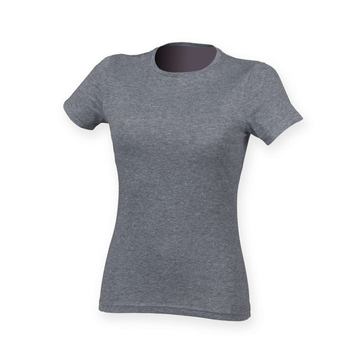 SkinniFit Damen T-Shirt Oberteil Kurzarm Tshirt Baumwolle Rundhals
