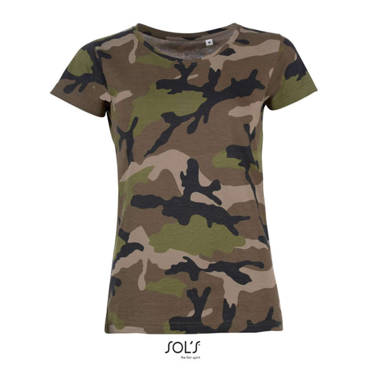 SOL'S Damen Camouflage T-Shirt Kurzarm Baumwolle Rundhals Army